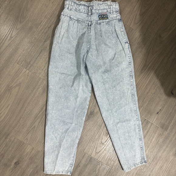 Vtg 80s Gitano Express High Waited Pinstripe Pleated Tapered Crop Jeans Sz 9/10 - Picture 9 of 11